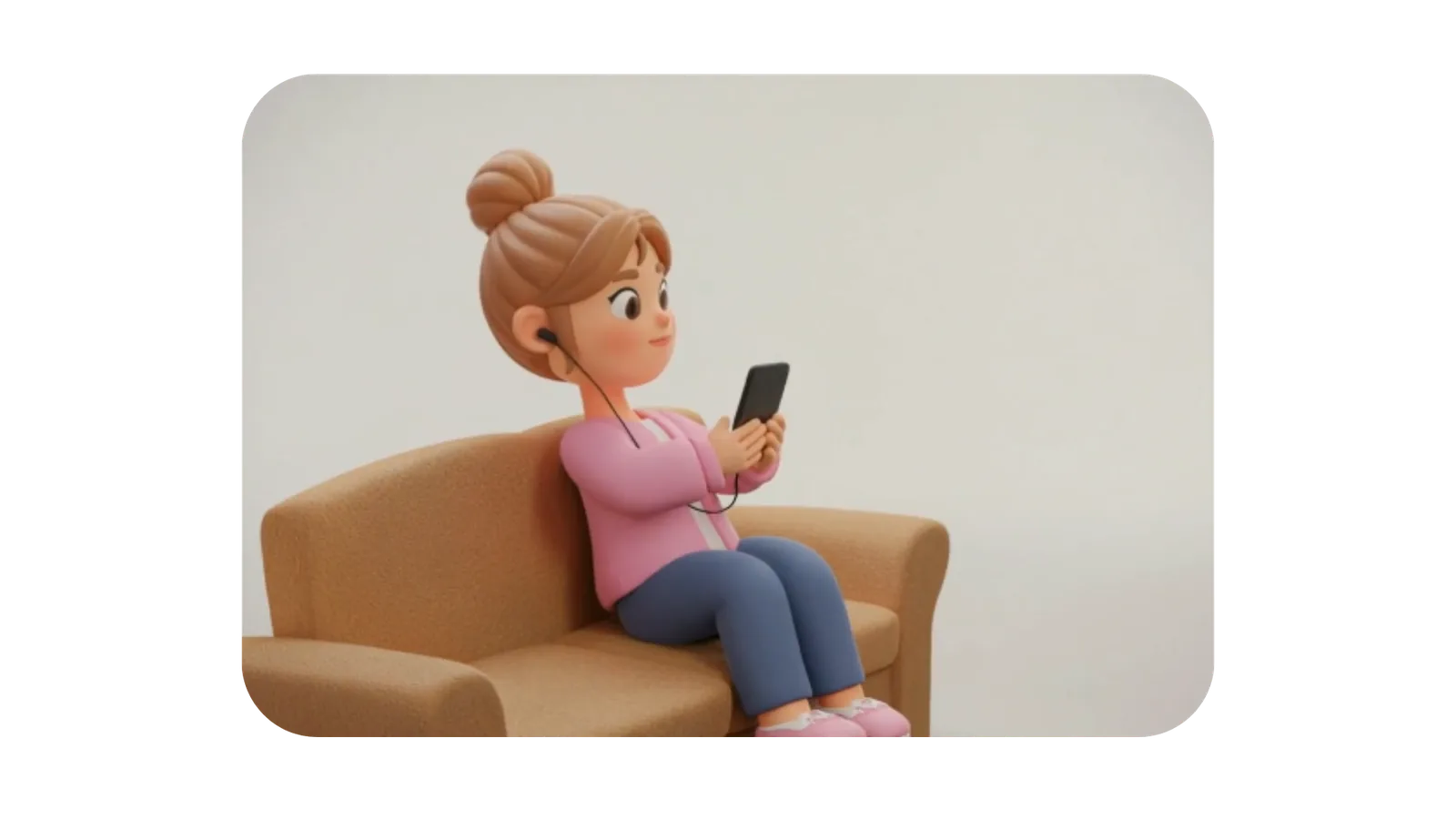 Student revising on phone at home
